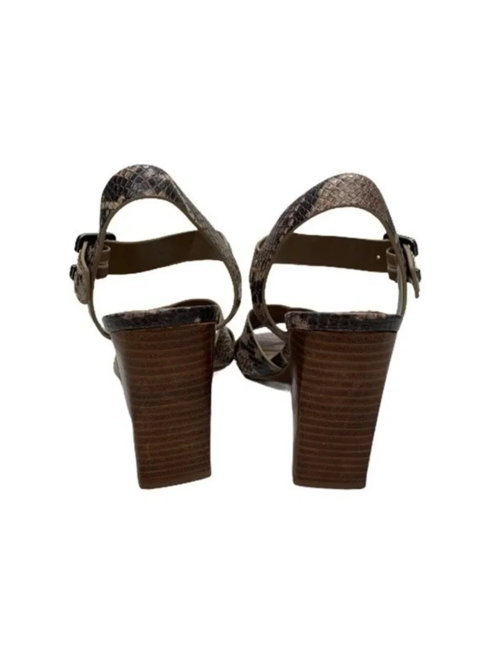 Crown Vintage Snake Print Block Heel Sandals Women's Size 8M Brown